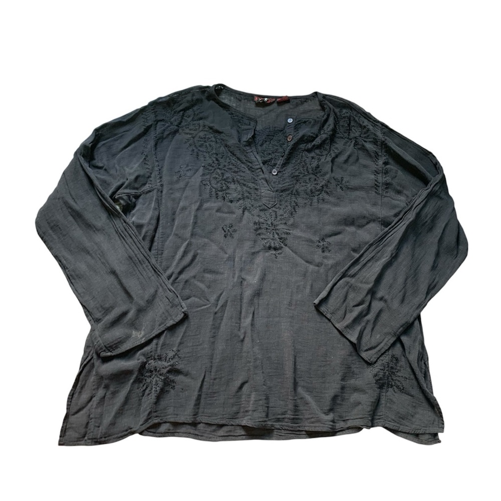 Funky People Black Embroidered Top L